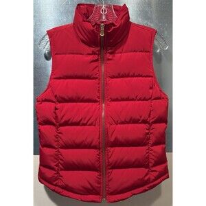Talbots 75% Duck Down Puffer Bright Brass Chore Vest Red Mock Neck XS